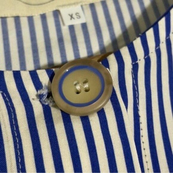 Chiara Cocol Women’s Striped Mixed Media Cardigan XS Navy, White & Orange - Picture 9 of 13